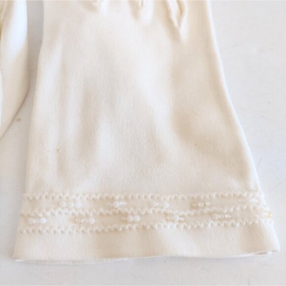 Vintage White Fashion Gloves Beaded Trim Womens One Size - Picture 5 of 7